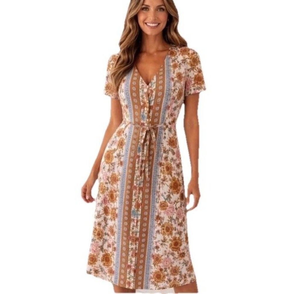 Matilda Jane Women's Just for a Moment Floral Midi Dress Size Small Boho Cottage